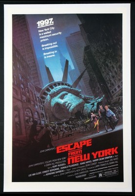 ESCAPE FROM NEW YORK KURT RUSSELL JOHN CARPENTER 1981 1-SHEET NM LINENBACKED