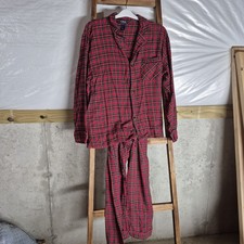 Classic Men's Red Holiday Plaid Pajama Set, sz Large