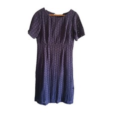 White Stuff Dark Purple Crochet Short Sleeve Dress Size 12