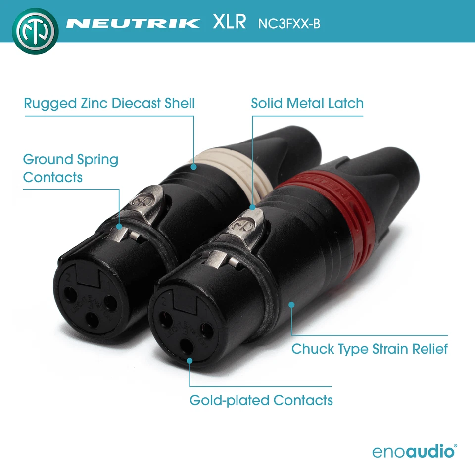 enoaudio Mogami 2534 Stereo Pair (L,R) Cables | Neutrik Gold XLR Female XLR Male - Image 3 of 4