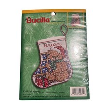 Bucilla No. 34031 Teddy Christmas Stocking Ornament Cross Stitch