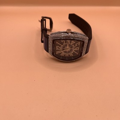 FENSIR Watch Quartz Tonneau Crystal Bezel Blue Strap Compass Dial FS-2037