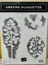 Stampin' Up! Amazing Silhouettes Cling Stamp Set Plant Butterfly New