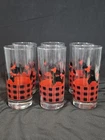 VINTAGE ANCHOR HOCKING FITZ SCOTTIE DOG TARTAN PLAID HIGHBALL GLASSES LOT OF 6