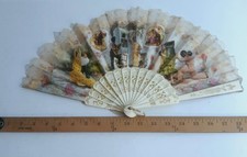 Vintage Spanish Folding Fan Featuring Dancers. Unbranded Preowned Lace...