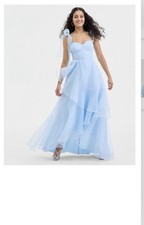 B Darlin Juniors Sweetheart Organza Gown with Corset Bodice and Tie Straps Sz5/6
