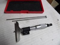 STARRETT #446AZ-3RL Digital Depth Gage, Micrometer. 0-3" W/Case Slightly Used