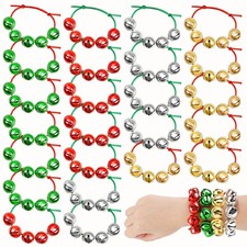 24 Pieces Assorted Colors Christmas Jingle Bell Bracelets Adjustable Christma...