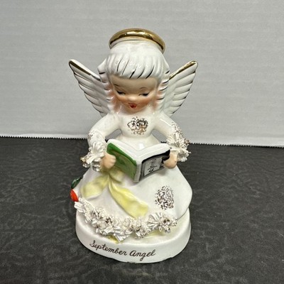 Vintage Napco September Angel Figurine A1369 Spaghetti Trim Japan