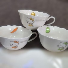 Hello Kitty Vegetable Tea Cup  Saucer Set of 3 Rare Sanrio 2006 New From Japan