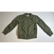 Kids H M Bomber Jacket Olive Green Zip Pocket Utility Style Size 7 8 Y