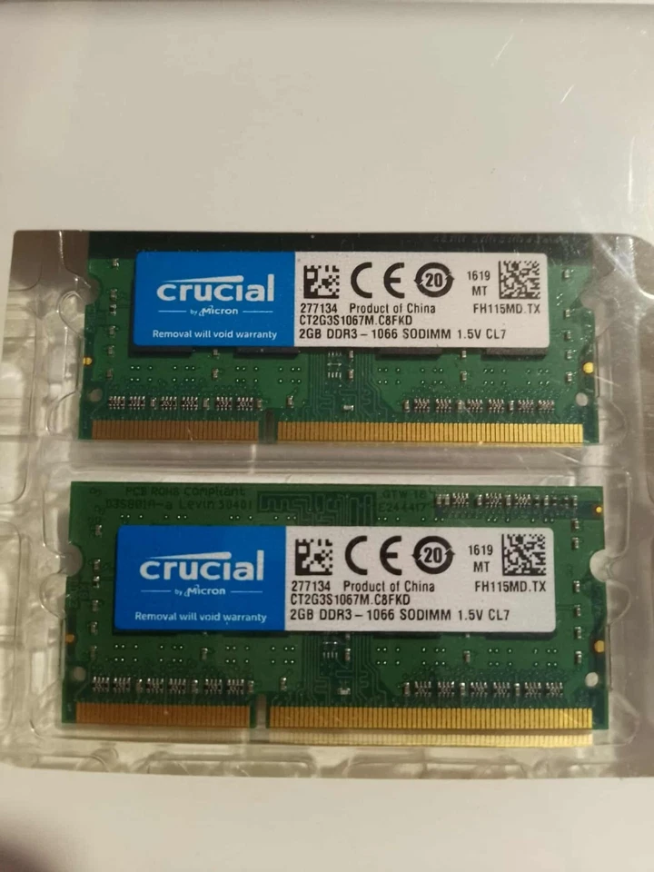 Crucial by Micron Macbook Pro Compatible Memory 2 X 2GB DDR3 CRM-9128 NEW - Image 2 of 3
