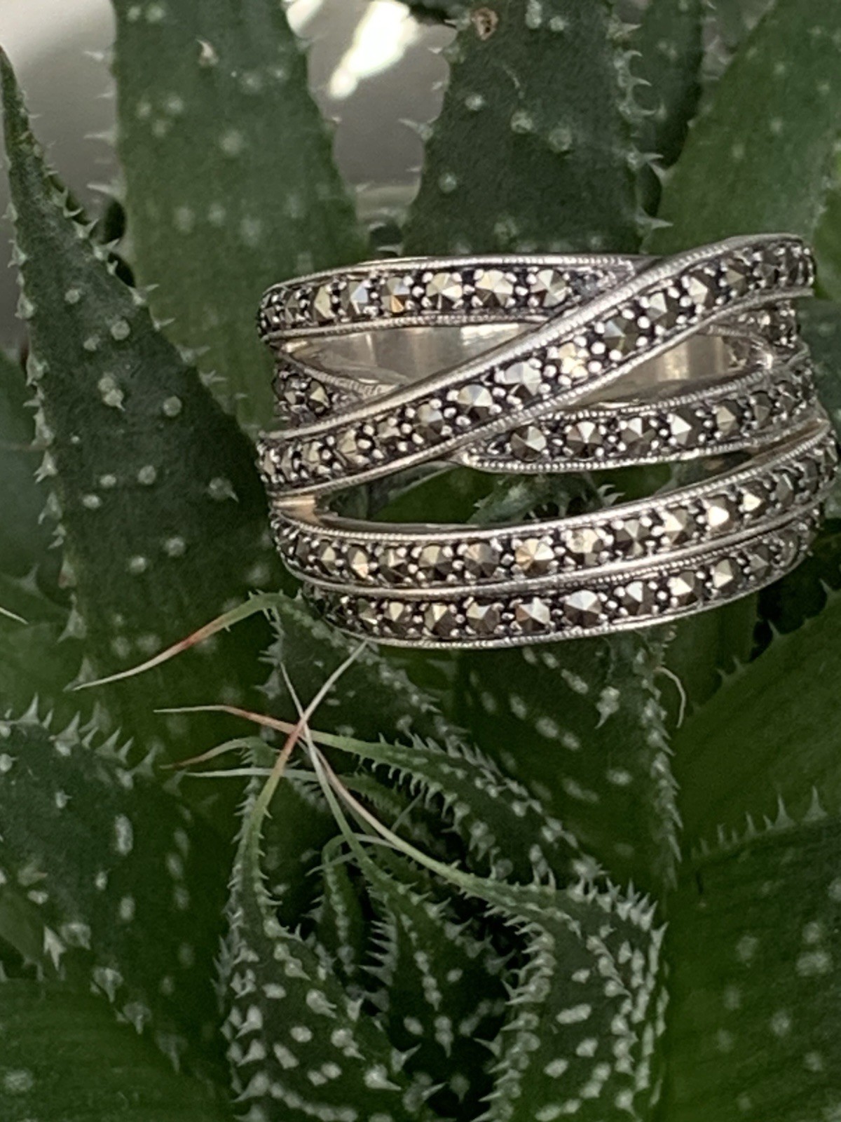 925 Sterling Silver Ring Multilayer Crossover Wit… - image 8