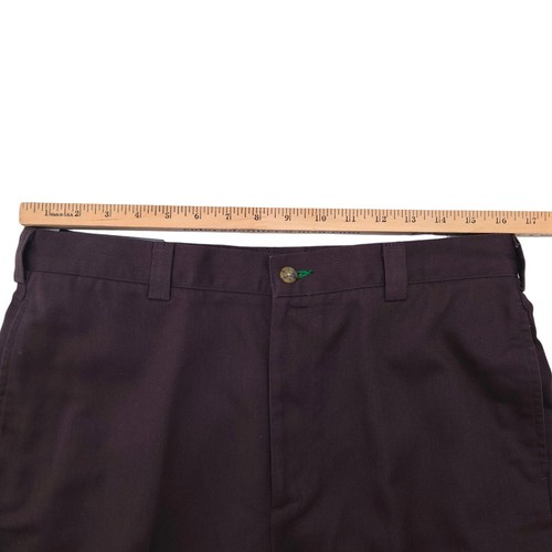 De Colección Tommy Hilfiger Pantalones Hombres 34x30 Marrón Algodón Frente Plano Sarga Recta Y2K Nuevos con Etiquetas - Imagen 8 de 11