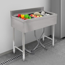 3 Compartment Stainless Steel Commercial Utility Sink With Faucet Kitchen Sink