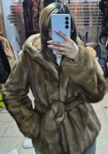 Visone Con Cappuccio E Cintura Taglia 44-46