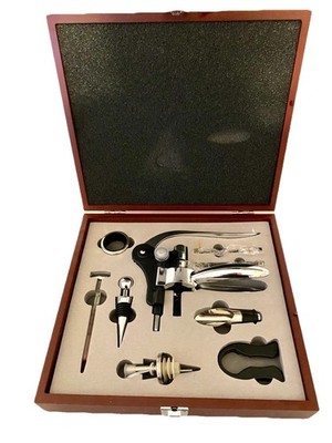 Leeds 8 Pc Deluxe Executive Wine Tool Set W Wood Box Roche North American Tag