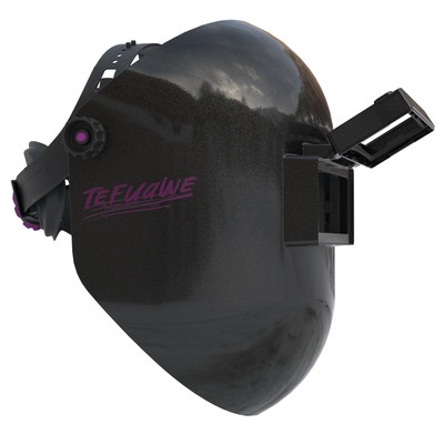 Black Flip Up Chopped Fiberglass Sugar Scoop Welding Helmet, Medium Cut top a...