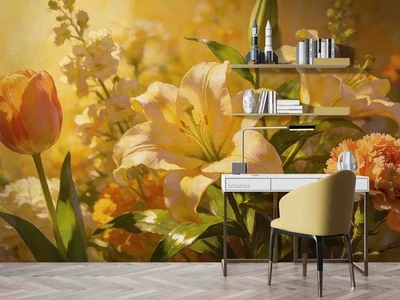 3D AI Floral Self-adhesive Removeable Wallpaper Wall Mural - Image 1 of 4