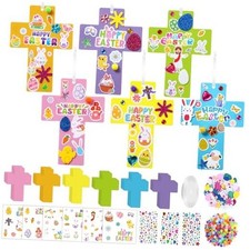 48 Sets Easter Religious Crafts Bulk Cross Paper Crafts DIY Easter Eggs Bunny