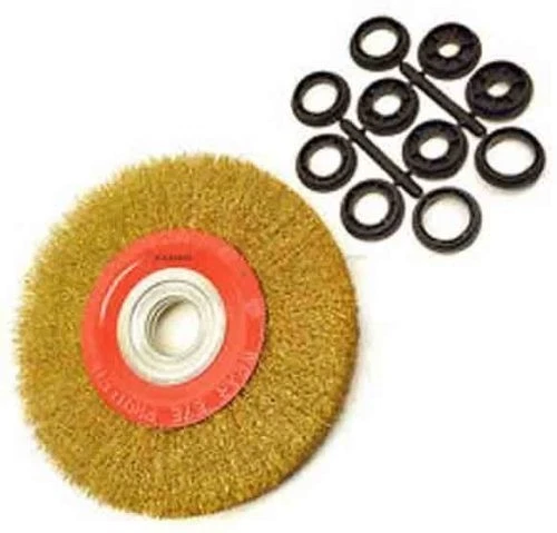 6" 150mm Fine Wire Brush Wheel For Bench Grinder + Adaptor Rings - Image 1 of 1