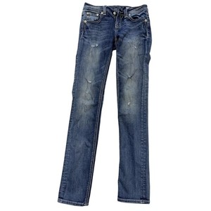Miss Me Jeans Girls 12 Blue Skinny Slim Medium Wash Distressed Stretch Denim
