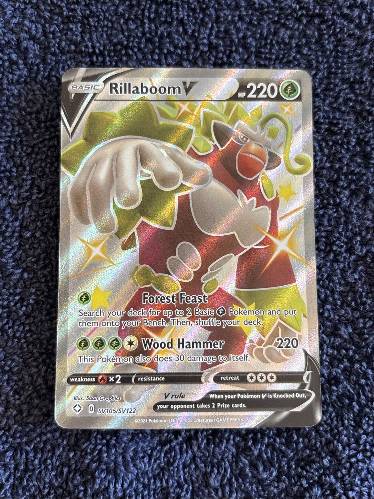 Rillaboom V - SV105/SV122 - Shiny Holo Rare Pokemon Shining Fates M/NM