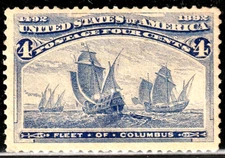 #233 US 4 CENT ULTRAMARINE COLUMBIAN-MINT-N/H-FINE-VF