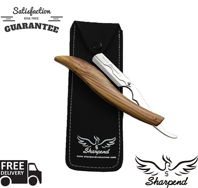 Professional Barber Hair Shaving Razor Straight Edge Folding Knife + 10 Blades
