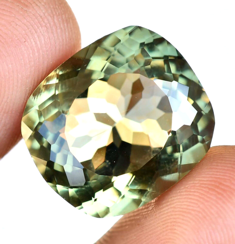 21.70 Ct Natural Greenish Moldavite Cushion Certified Flawless Loose Gemstone - Picture 3 of 7