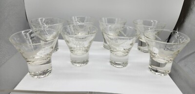8 Vintage Cocktail Bar Shot Glasses Pheasant Hunting Lodge 4oz   L70