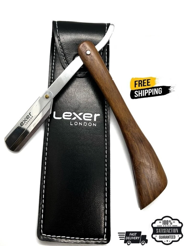 LEXER LONDON BARBER CUT THROAT STRAIGHT SALON SHAVING RAZORS SHAVE RASOIRS RASOI with Pouch