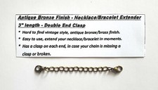 3" Long - Antique Bronze - Brass Necklace - Bracelet Extender - Double End Clasp