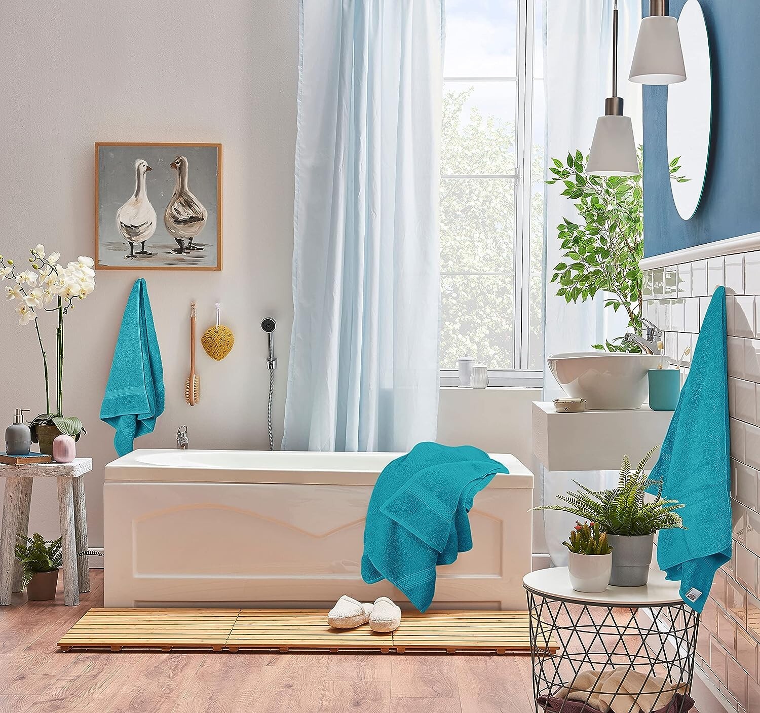 Serviettes de bain drap de douche en coton absorbant lot de 8 - 3