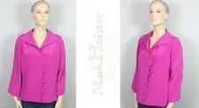 MARK HEISTER Hot Pink Pure Silk Button Down Trapeze Blazer Jacket M