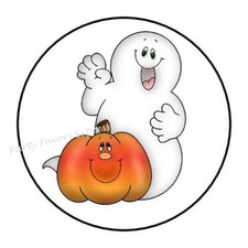 30 GHOST HALLOWEEN ENVELOPE SEALS LABELS STICKERS PARTY FAVORS 1.5" ROUND