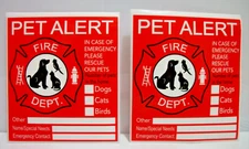 2 PET RESCUE ALERT EMERGENCY DECALS  for Window or Door SAVE OUR PETS STICKERS
