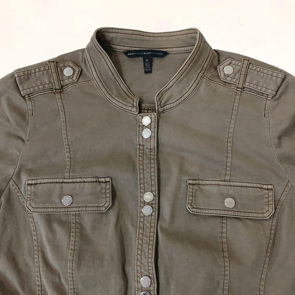 Chaqueta Caqui Militar Doble Frontal A Presión Mercado Negro Casa Blanca De Colección Talla 18 Foto 4 de 4