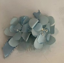 Vintage light blue flowers ribbons hair comb