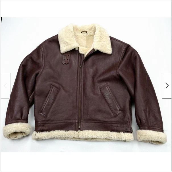 Mens B3 RAF Bomber Irvin Aviator Flying Pilot Fur Shearling Real Leather Jacket