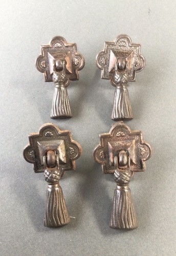 Antique Metal Cupboard Pull Handles X4 Reclaimed Salvaged - Picture 8 of 12