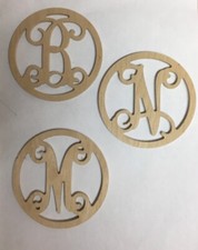 Wood Vine Letter Monogram 4" Unfinished CNC Wood Art CHOOSE YOUR LETTER