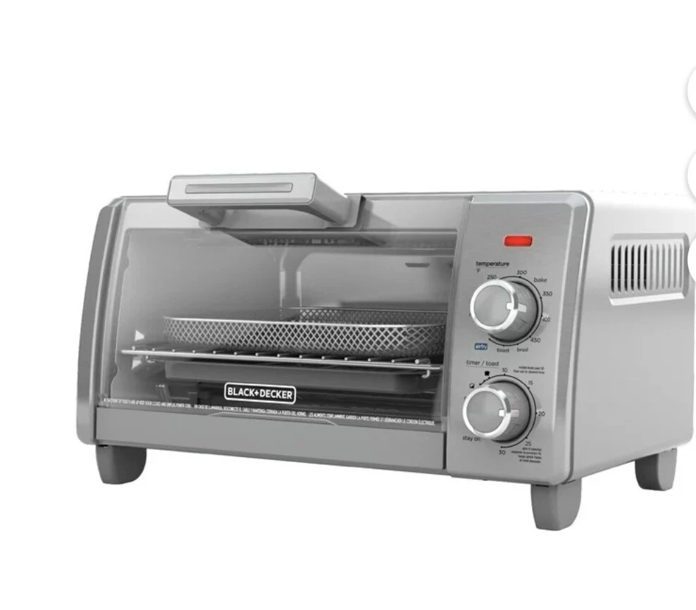 BLACK+DECKER 4-Slice Toaster Oven with Air Fry - Crisp 'N Bake, Silver & Black