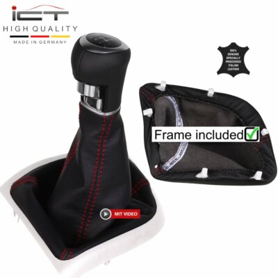 Leder ICT Schaltknauf für Fiat Ducato Jumper Boxer rote Naht C71