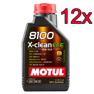 [Case of 12] Motul 8100 X-Clean EFE Full Synthetic 5W-30 Engine Motor Oil 1L