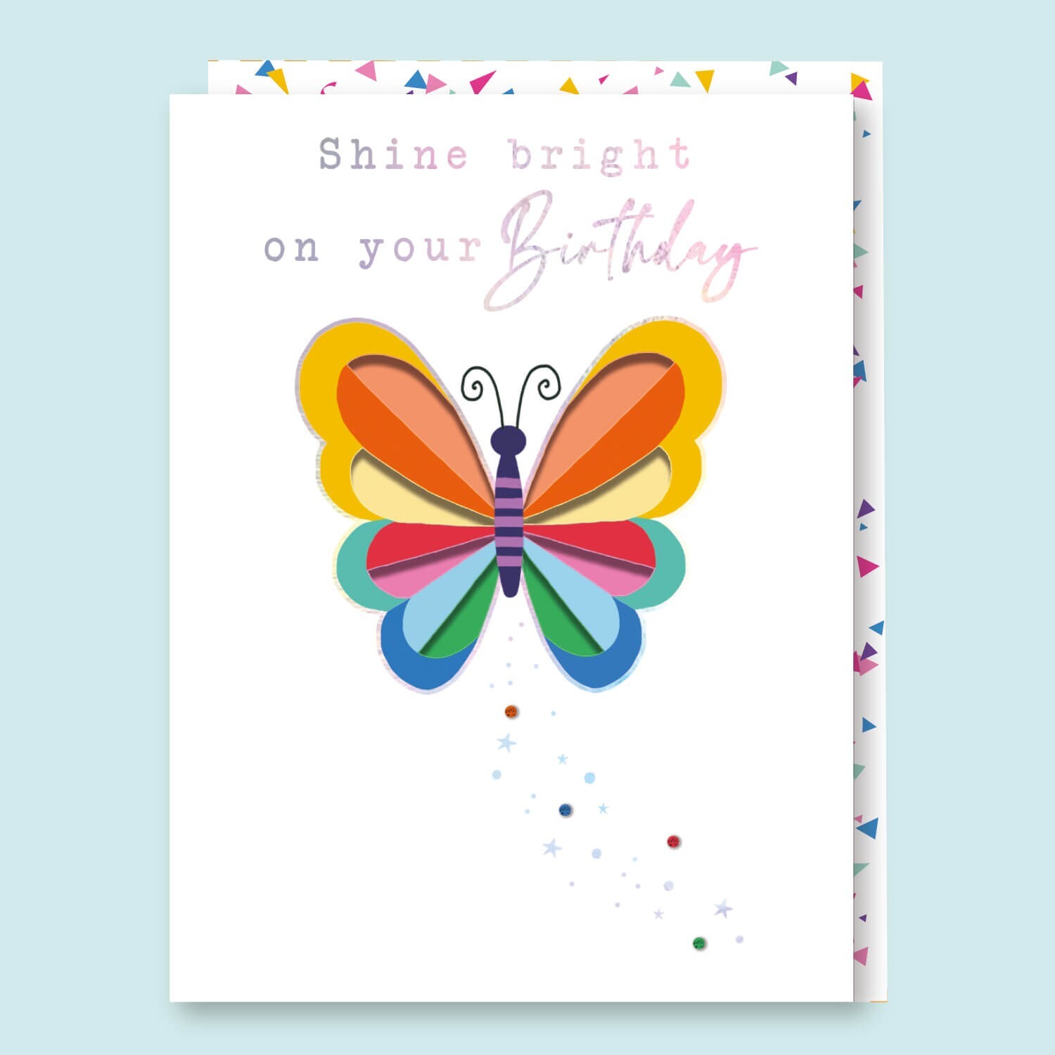 Butterfly Birthday Card Cut-Out Design - Stylish Jewel Embellished Greeting Card