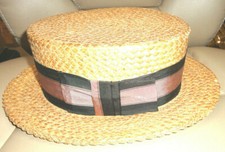 Vintage 1920s Straw Boater / Skimmer Hat 6 3/4 Southcomb Hatter Baltimore MD