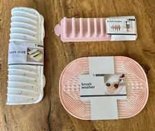 Nice! 3-Piece Set - Makeup Brush Cleaning Mat, Heat Resistant Mat, Brush Holder