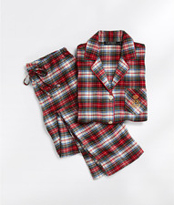 New 72 Lauren Ralph Lauren TARTAN PLAID 2 Piece Top  Long Pants Pajama Set XL