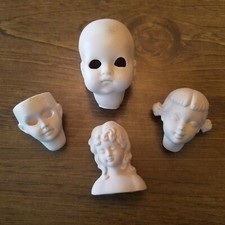 Vintage Ceramic Doll Heads Set Of 4 Doll Making DIY Crafting